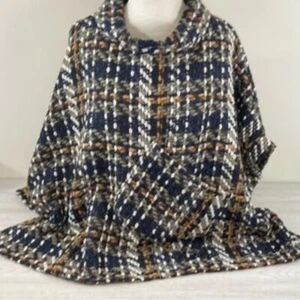 Coco + Carmen Knit Plaid Fall Sz. OS Shawl Jacket - Picture 1 of 15