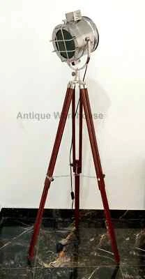 Lâmpada de assoalho holofote náutico feita à mão com tripé ajustável presente estúdio - Imagem 1 de 4