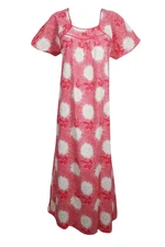 Boho Chic Womens Housedress Red Nightgown Resort Wear Maternity Cotton Dress L