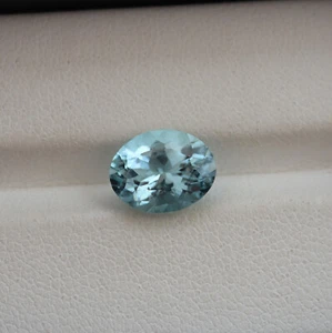 2,34 cts 9,8x7,8 mm pietra ovale blu acquamarina naturale taglio per gioielleria - Foto 1 di 9