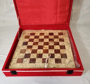 Echiquier 12" Marbre avec Boîte de Rangement Corail & Rouge Qualité Premium Neuf Fait Main - Photo 1/12