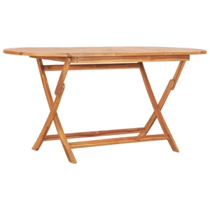 vidaXL Folding Garden Table 160x80x75 cm Solid Teak Wood - Picture 1 of 6