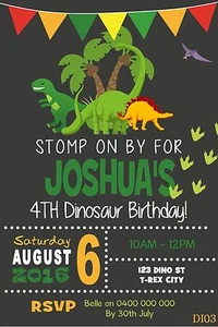 DINOSAURS Personalised Invitations Invite Birthday Party Supplies TREX - Picture 1 of 15