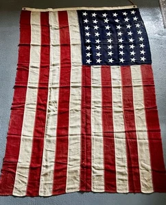 Bandiera lana stella 4’ x 6’ 48 USA patriottica epoca anni ’30-40 vintage - Foto 1 di 9