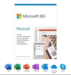 Microsoft 365 Personal (OneDrive, Word, Excel) - Suscripción de 12 meses (EE. UU.) - Imagen 1 de 5
