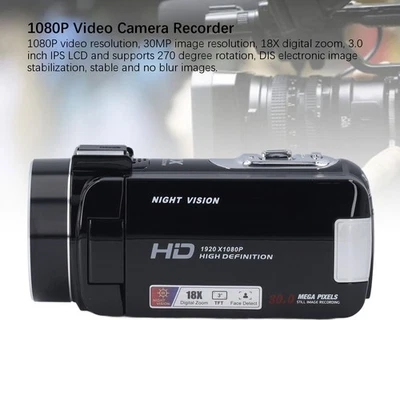 Video Camera Camcorder Digital Camera Recorder Full HD 1080P 30 MP 3.0 Inch 270° - Image 1 of 4