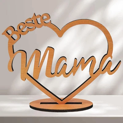 Holz Herz Geschenk für Mama Muttertag Geburtstag beste Mama Liebe zeigen - Bild 1 von 4