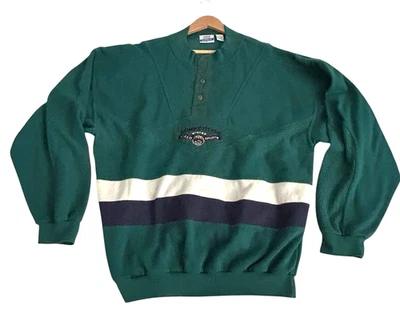 Sudadera Denim Express Competición Campo Deportes Verde Henley XL Rugby Años 90 Foto 1 de 4