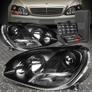 FOR 00-06 MERCEDES-BENZ S-CLASS W220 BLACK PROJECTOR HEADLIGHT LAMPS+TOOL SET - Picture 1 of 9