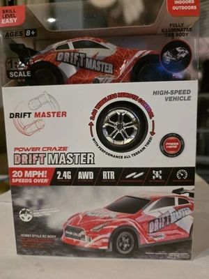 Drift Master 1:24 Scale Power Craze Remote Control Car with Sounds🔴RED NEW-BOX - Image 1 of 4
