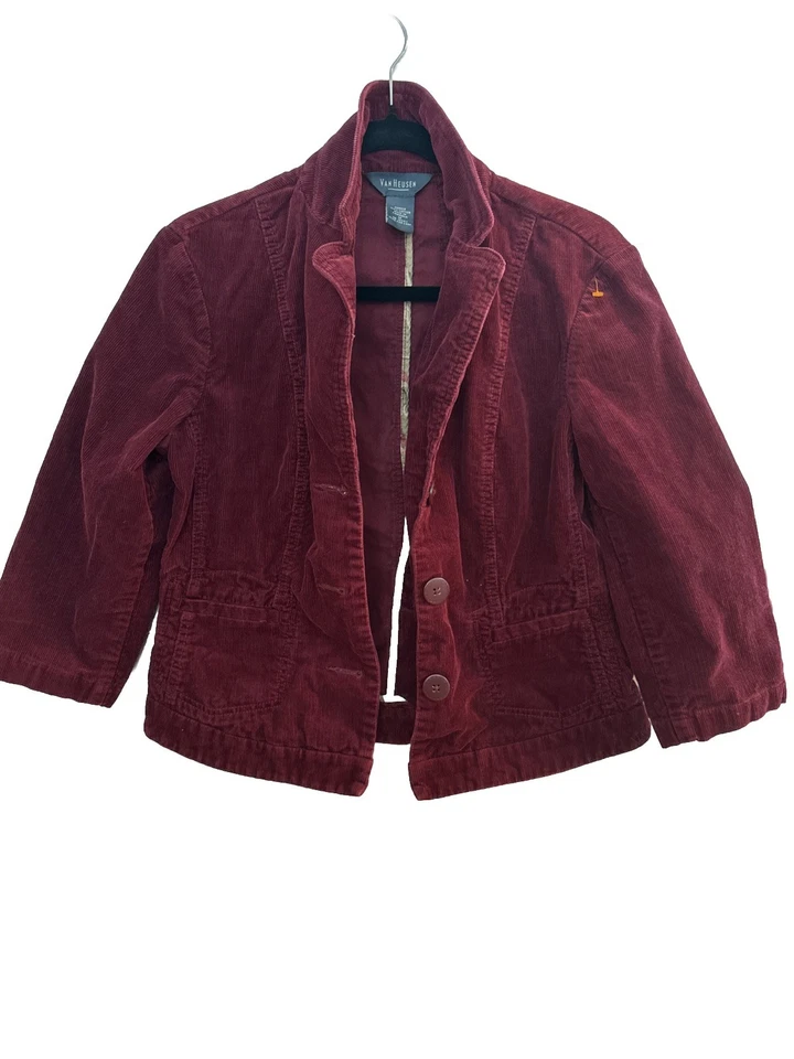 Chaqueta Blazer Vintage Van Heusen Mujer Pana Borgoña Frontera Media Foto 1 de 4