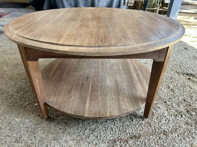 Round Bassett Premier Wood Cocktail Table with Bottom Shelf - Image 1 of 4
