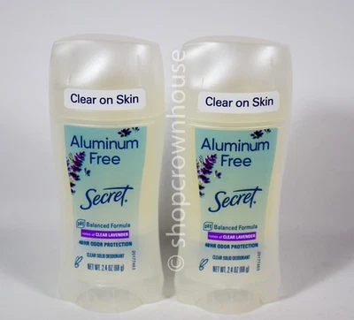 2 Secret Clear LAVENDER Aluminum Free 48 Hour Odor Protection Deodorant 2.4 Oz - Image 1 of 3