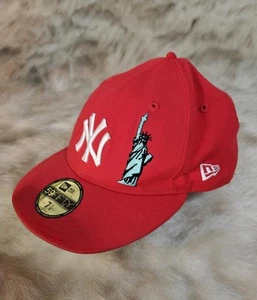 New Era 59Fifty New York Yankees Fitted Cap 27 World Championships Red 7 1/4 - Picture 1 of 7