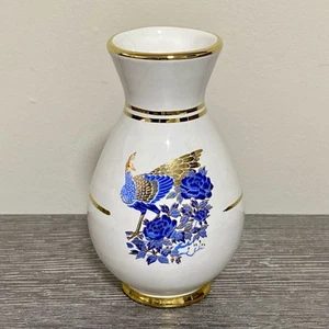 Vintage 24K Gold Decorated Peacock Art Vase Rhodes Greece G.S. Presenta Rare - Picture 1 of 20