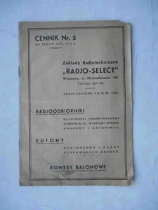 Warszawa Poland 1934 Price Guide Radio devices, bicycles. Advertising - Picture 1 of 5