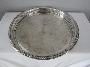 International Silver Co Round Pierced Ornate Floral 15" Serving Tray Dish - Picture 1 of 8