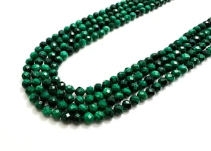 Natural AAA Green Malachite Faceted Round 4mm Gemstone Beads - RNF09 - Picture 1 of 3