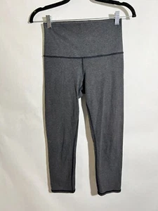 Lululemon Wunder Under Crop Leggings Roll Down Cotton Heathered Black size 4/6 - Picture 1 of 3
