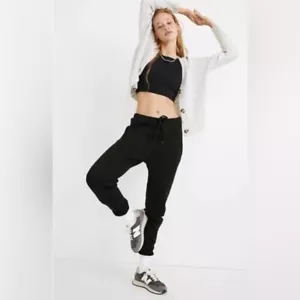 Madewell Jogger Womens Medium Black Betterterry MWL Pants New - Picture 1 of 6