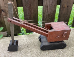 24" vtg 1940s 50s hand made WOODEN STEAM SHOVEL excavator String Pulley Kids TOY - Picture 1 of 9