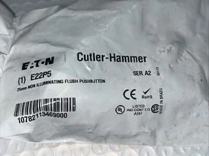 Eaton CUTLER-HAMMER E22P5 WHITE FLUSH HEAD PUSH BUTTON 25MM NON-ILLUMINATED, New - Picture 1 of 5