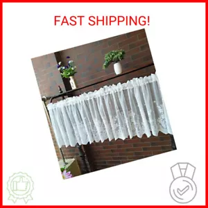 Molaxhome weiße Spitze Volants für Fenster 51x16inch, Spitze Blumen bestickt Sem - Bild 1 von 2