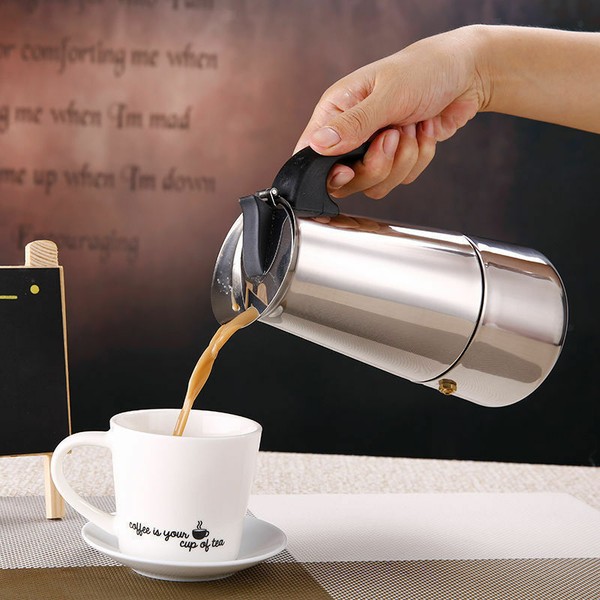 Stainless Steel Coffee Pot Stovetop Coffee Maker Durable for Home Kitchen Cafe Photo Related