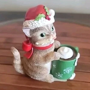 Lenox Christmas Holiday Kitty's Cup of Cocoa ELF Cat Figurine NWT - Picture 1 of 5