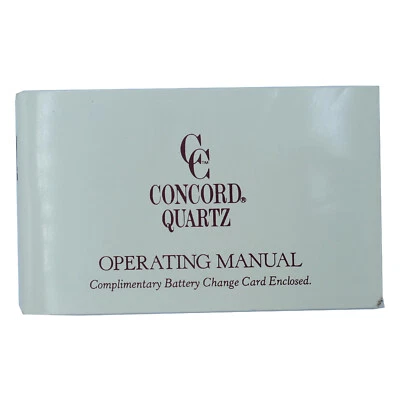 CONCORD OPERATING MANUAL COMPLIMENTARY BATTERY CHANGE CARD ENCLOSED BOOK - Image 1 of 3