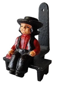 Amish Boy on a Bench Wilton Vintage Cast Iron Metal Egg Timer Holder Miniature - Picture 1 of 8