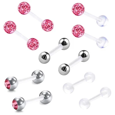 10X Multistyle Ball Acrylic Bar Ear Barbell Cartilage Tragus Helix Stud Piercing - Image 1 of 4