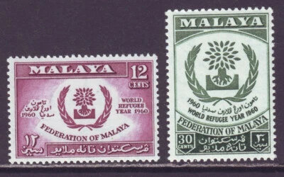 Malaya 1960 SC 94-95 MNH Set Año Refugiado Foto 1 de 2