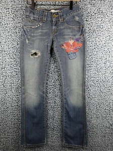 Levi's 504 Jeans Women's 1M Slouch Straight Low Rise Embroidery Y2K - Picture 1 of 19