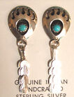 Silver Bear Paw  Feather Earrings Native American Gaynell Parker Navajo GP01