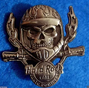 PIN SANTO DOMINGO MOTOCICLISTA LLAMAS 3D PLATA CALAVERA SERIE Hard Rock Café - Imagen 1 de 1