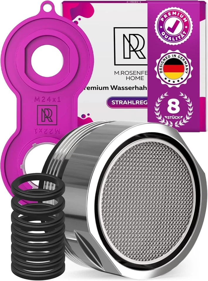 Wasserhahn Strahlregler  Perlator Set 8x M24 Wassersparer Sieb Montageschlüssel - Bild 1 von 4