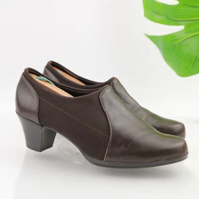 Munro Mujer Pria Pump Botines Talla 8.5 Cuero Marrón Elástico Tacón Bloque Zapatos Foto 1 de 4