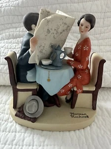 Vintage Norman Rockwell "Breakfast Conversation" Danbury Mint Porcelain Figurine - Picture 1 of 8