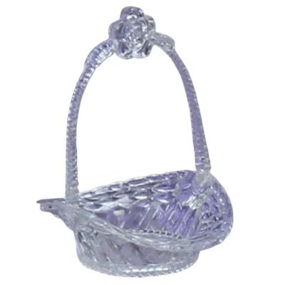 Mini cesta de plástico transparente de 5 pulgadas con mango de flor 12 piezas Foto 1 de 2
