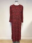 Zara Red And Black Print Leopard Print 3 4 Sleeved Maxi Dress Size M