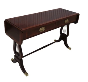 Baker Furniture Banded Mahogany English Regency Drop Leaf  Console Table - Picture 1 of 17