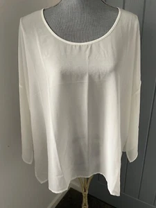 QVC ~MarlaWynne~ Cruise ~Chiffon Overlay~ CLOUD ~Wide Split Sleeves~ LARGE ~NWOT - Picture 1 of 7