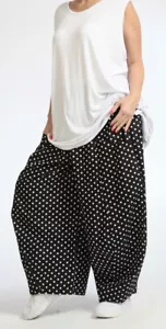 PLUS SIZE COTTON BLACK/WHITE DOTS PATTERN 2 POCKETS BALLOON PANTS Size 18-22 - Picture 1 of 5