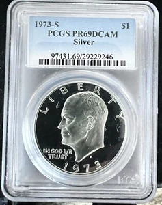 1973-S Silver Eisenhower Ike Dollar PCGS PR69DCAM - Picture 1 of 2