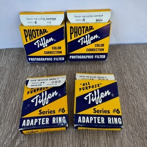 Vintage Tiffen Series 6 Adapter Rings + Photographic Filters Original Boxes - Picture 1 of 9