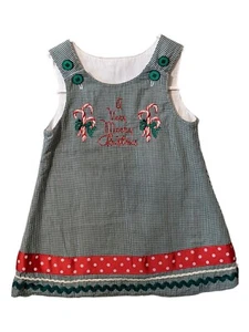 3T  Girls  "Very Merry Christmas"  Jumper Green White Check Lined Candycane - Picture 1 of 3