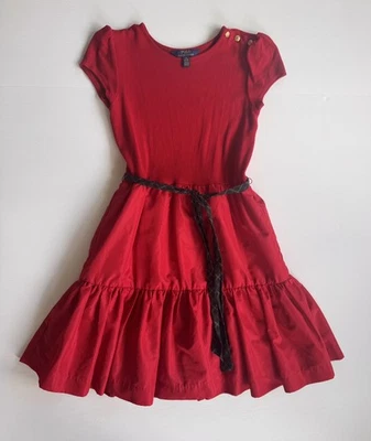 Vestido Polo Ralph Lauren Natal Feriado Igreja Meninas Vermelho Grande 12-14 - Imagem 1 de 4