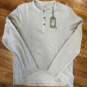Maglia termica Henley Allsaints Muse manica lunga uomo L Tempest grigia waffle nuova con etichette - Foto 1 di 10