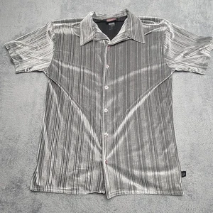 Camisa Epidemic Para Hombre Extra Grande Gris Plata Rayas Terciopelo Abotonable Ropa de Club XL - Imagen 1 de 8